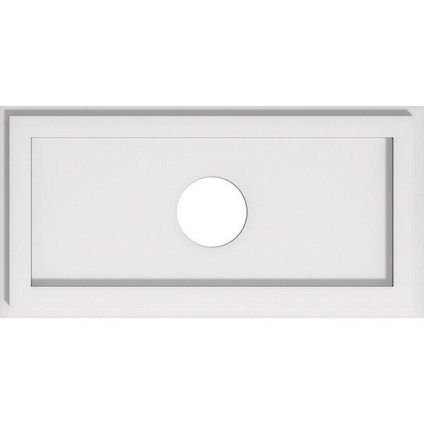 Ekena Millwork Rectangle Architectural Grade PVC Ceiling Medallion, 18"W x 9"H x 3"ID x 6 1/4"C x 1"P, One-Piece CMP18X9RE-03000 - main
